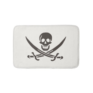 Obsidian Skull Swords Pirate flag of Calico Jack Bath Mat