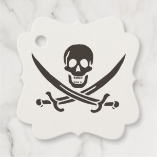 Obsidian Skull Swords Pirate flag of Calico Jack Favour Tags