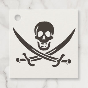 Obsidian Skull Swords Pirate flag of Calico Jack Favour Tags