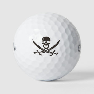 Obsidian Skull Swords Pirate flag of Calico Jack Golf Balls