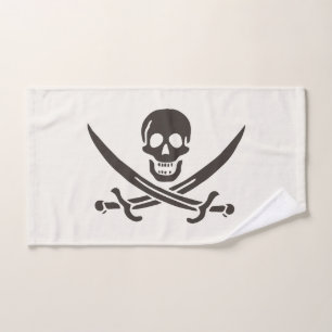 Obsidian Skull Swords Pirate flag of Calico Jack Hand Towel