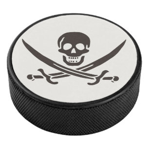 Obsidian Skull Swords Pirate flag of Calico Jack Hockey Puck