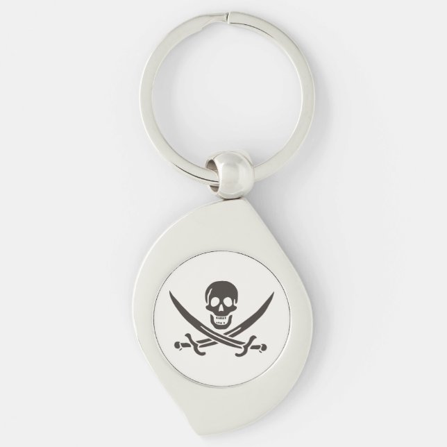 Obsidian Skull Swords Pirate flag of Calico Jack Key Ring (Front)