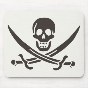 Obsidian Skull Swords Pirate flag of Calico Jack Mouse Pad