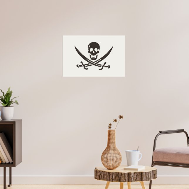Obsidian Skull Swords Pirate flag of Calico Jack Poster (Living Room 3)