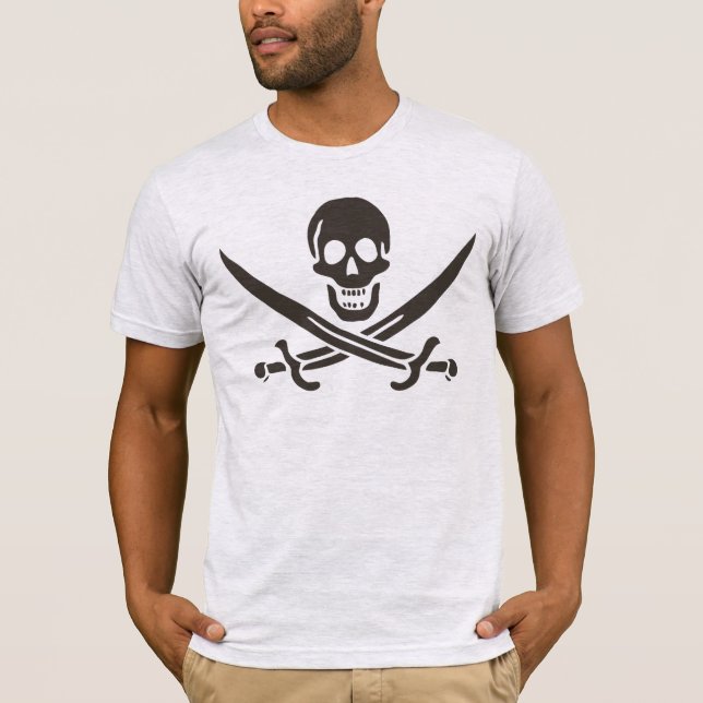 Obsidian Skull Swords Pirate flag of Calico Jack T-Shirt (Front)