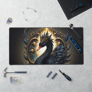 Obsidian Swan of Silent Grace – Dark Fantasy Desk Mat
