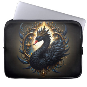 Obsidian Swan of Silent Grace – Dark Fantasy Laptop Sleeve