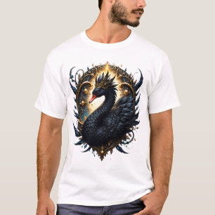 Obsidian Swan of Silent Grace – Dark Fantasy  T-Shirt