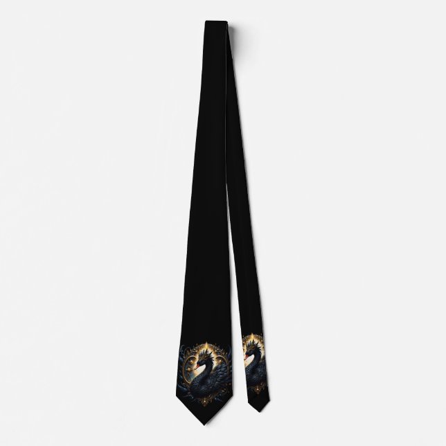 Obsidian Swan of Silent Grace – Dark Fantasy  Tie (Front)