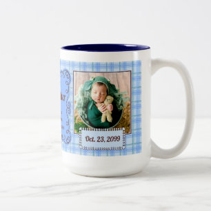OBSOLETE: Grandfather Baby Blue Plaid Two-Tone Coffee Mug