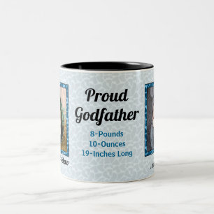 OBSOLETE: Proud Godfather New Baby Blue Giraffe Two-Tone Coffee Mug