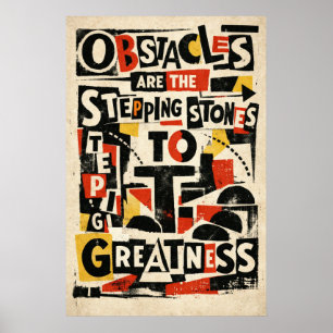 Obstacles Stepping Stones Vintage Typography Poster