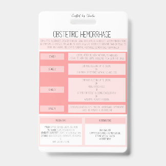 Obstetric Haemorrhage Reference Nurse Badge ID Badge