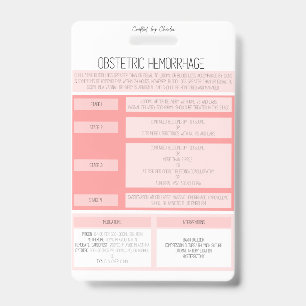 Obstetric Hemorrhage Reference Nurse Badge ID Badge