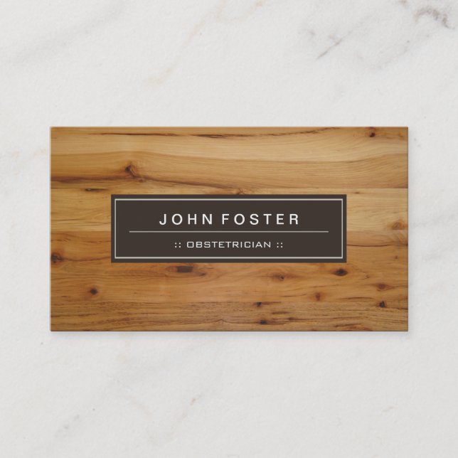 Obstetrician - Border Wood Grain Business Card (Front)
