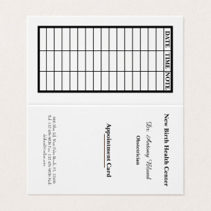 Obstetrician Prenatal Control Appointment Card