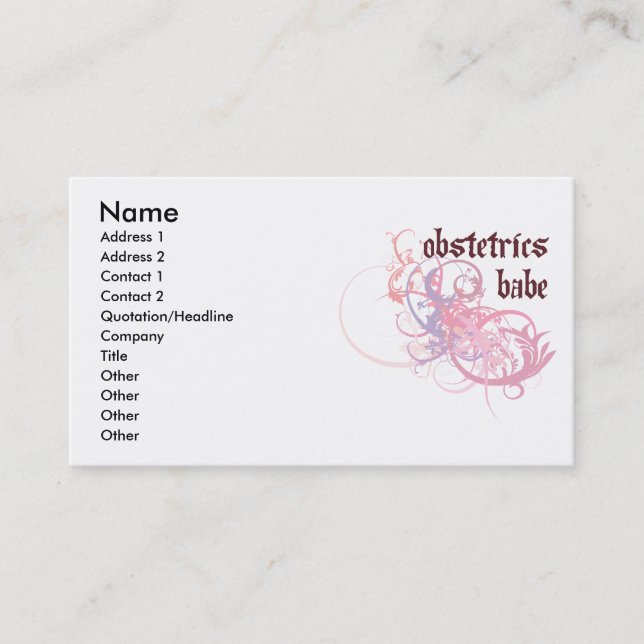 Obstetrics Babe Business Card (Front)