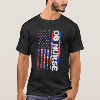Obstetrics OB Nurse Tie Dye American Flag 4th Of J T-Shirt