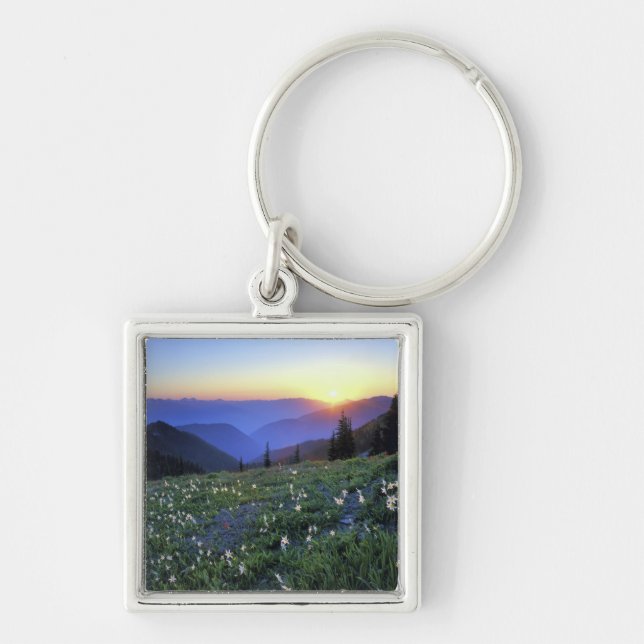 Obstruciton Point Sunset, Olympic NP, WA, USA Key Ring (Front)