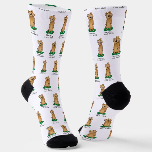 Obviously I have issues - Funny dog with problems Socks (Angled)