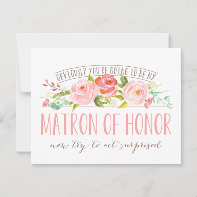 Obviously Matron Of Honour Rose Garden Invitation (Front)