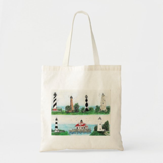 OBX 7 LIGHTHOUSES TOTE BAG (Front)