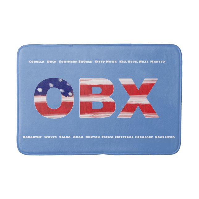 OBX Flag Text And Towns  Bath Mat (Front)