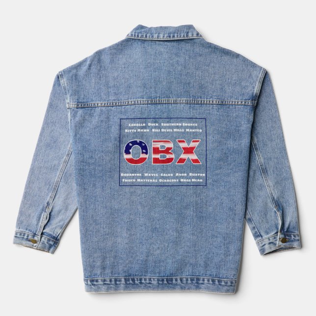 OBX Flag Text And Towns Denim Jacket (Back)