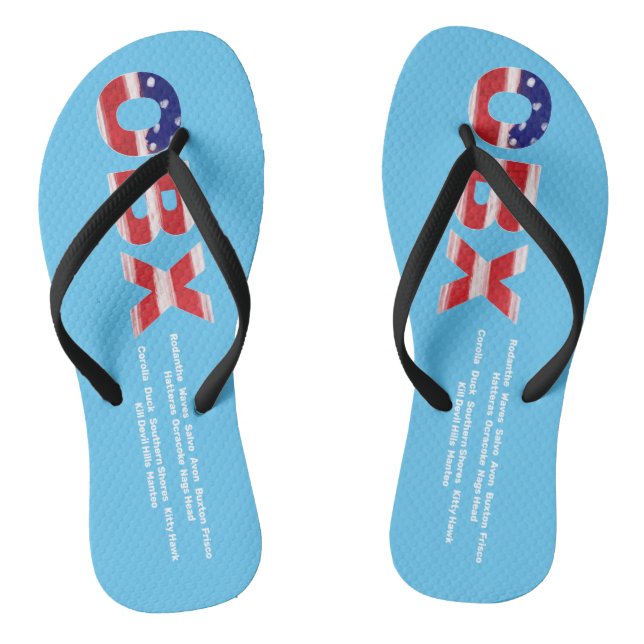OBX Flag Text And Towns  Jandals (Footbed)