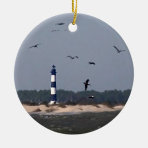 OBX Lighthouse Ceramic Tree Decoration
