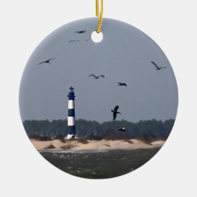 OBX Lighthouse Ceramic Tree Decoration (Front)