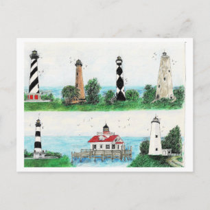 OBX LIGHTHOUSES MAGNET HOLIDAY POSTCARD