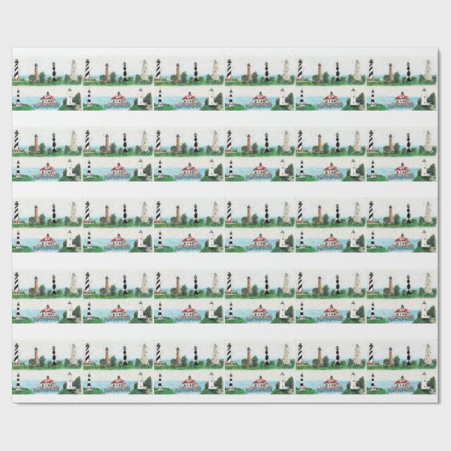 OBX LIGHTHOUSES WRAPPING PAPER (Flat)