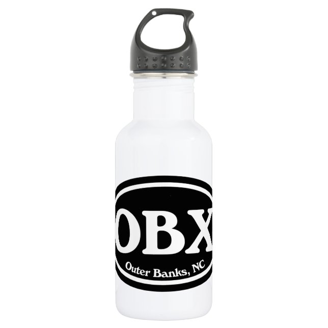 OBX Outer Banks Black Oval 532 Ml Water Bottle (Front)