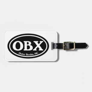 OBX Outer Banks Black Oval Luggage Tag