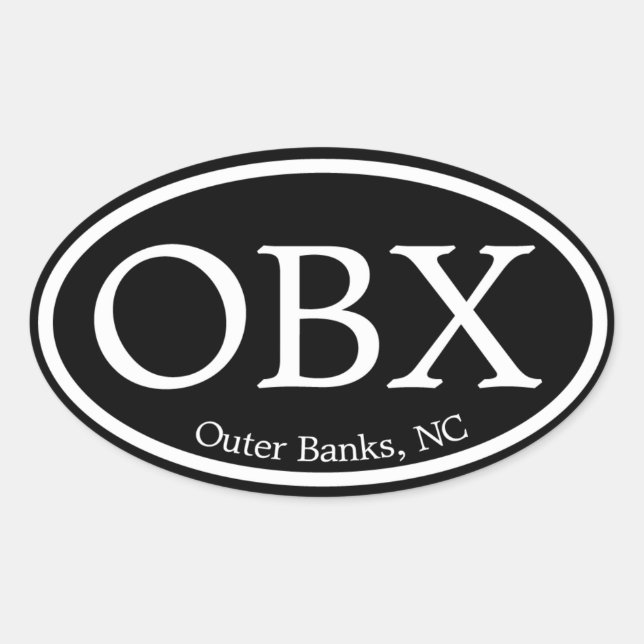 OBX Outer Banks Black Oval Oval Sticker (Front)