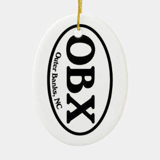 OBX Outer Banks Oval Ceramic Tree Decoration