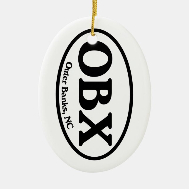 OBX Outer Banks Oval Ceramic Tree Decoration (Front)
