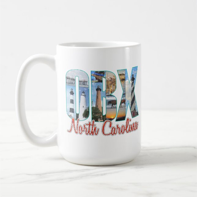 OBX Outer Banks Places Proud I Distressed Coffee Mug (Left)