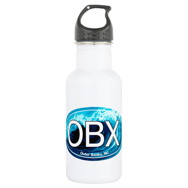 OBX Outer Banks Wave Oval 532 Ml Water Bottle (Front)
