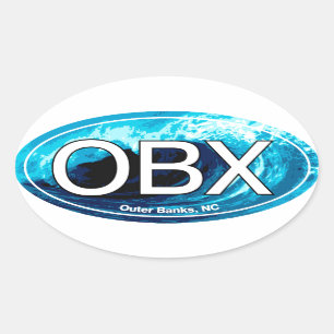 OBX Outer Banks Wave Oval Oval Sticker