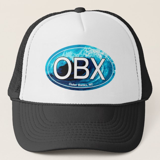 OBX Outer Banks Wave Oval Trucker Hat (Front)