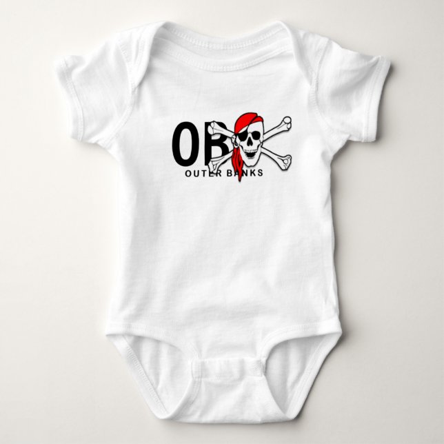 OBX Skull and Crossbones Pirate Outer Banks NC Baby Bodysuit (Front)