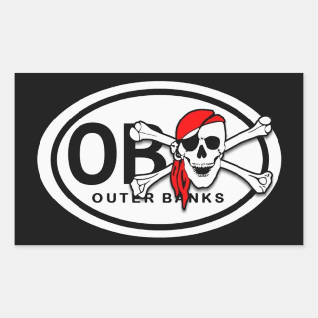 OBX Skull and Crossbones Pirate Stickers (Front)
