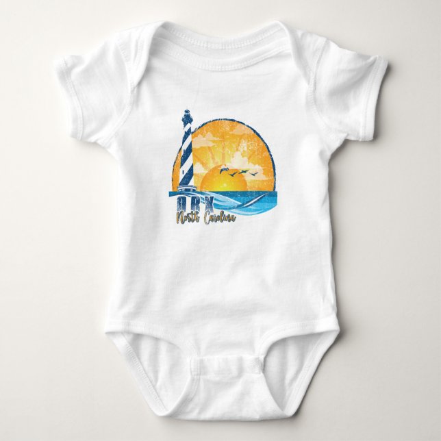 OBX Sunset distressed Baby Bodysuit (Front)