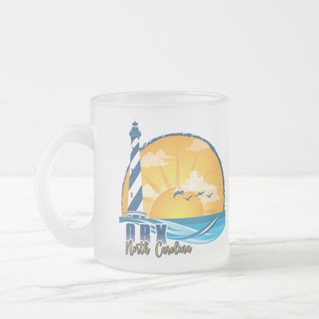 OBX Sunset Frosted Glass Coffee Mug (Left)