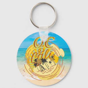 OC Cali Orange County California Beach Sun Surf Key Ring