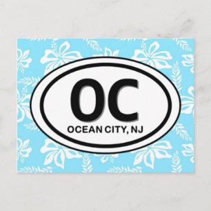 OC Ocean City NJ Blue Postcard