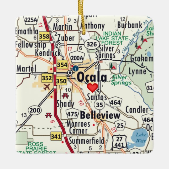 Ocala Florida Map Ceramic Ornament (Front)
